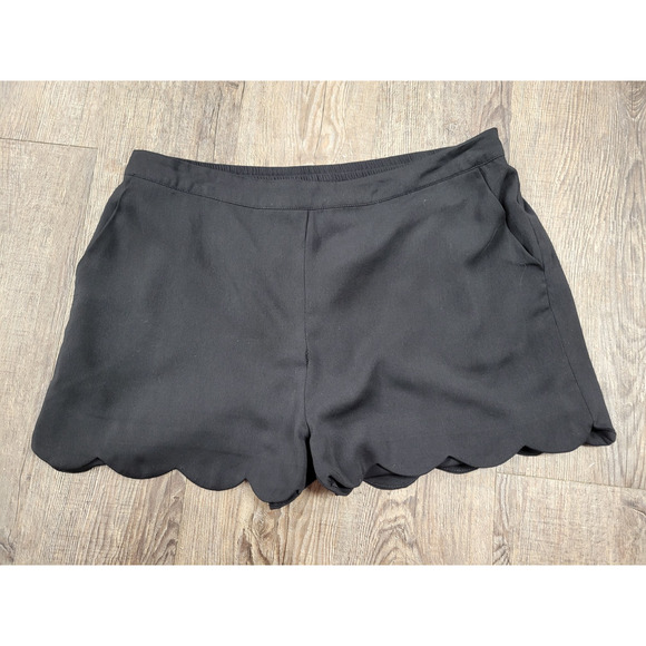 PPLA Tulip Hem Dress Shorts Solid Black Women's Large - Picture 1 of 5